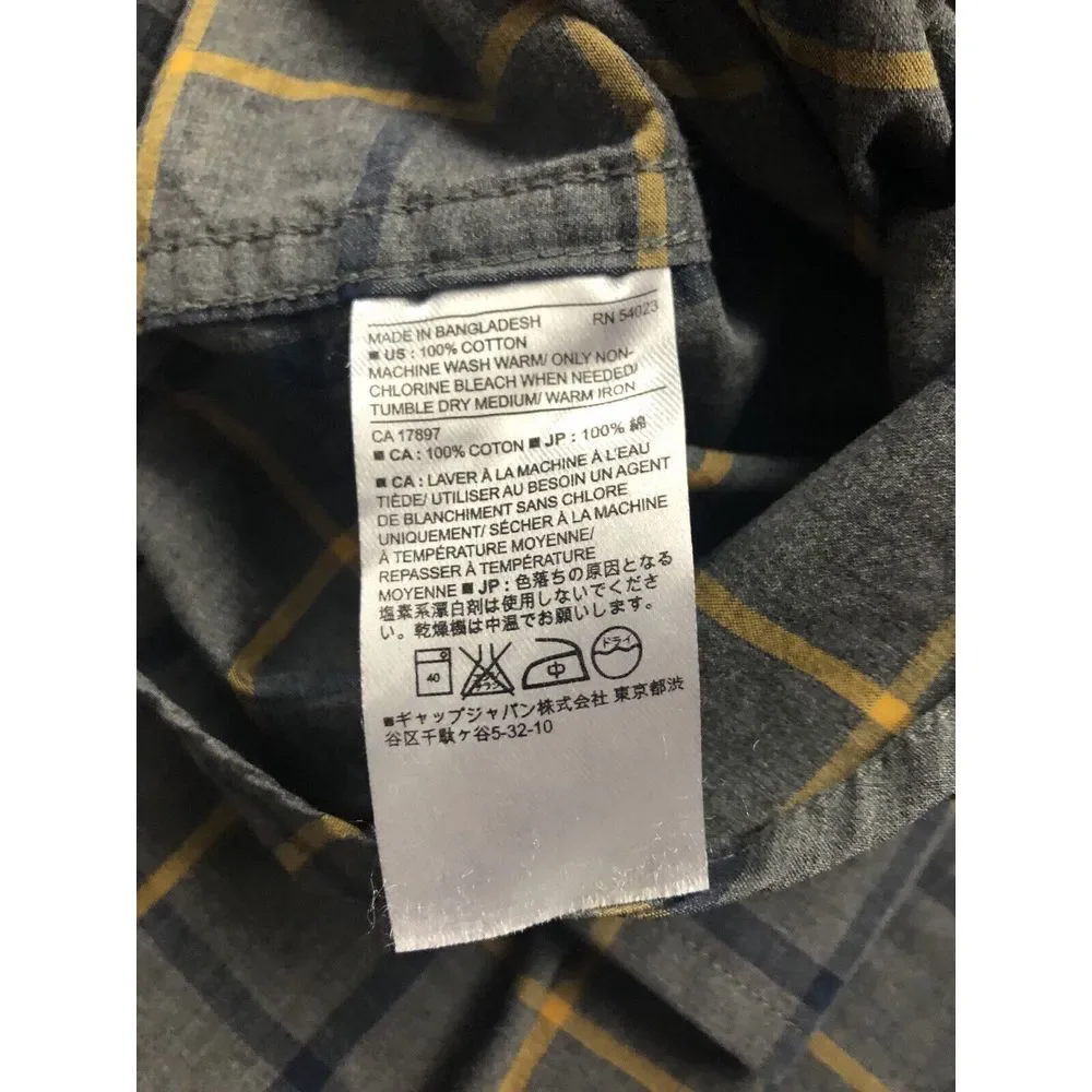 Banana Republic Soft Wash Tailored Slim Fit Shirt Size L Mens‎ Gray Plaid Cotton